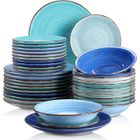 vancasso, Série Bonita, Service de Table Complet en Céramique, 36 Pièces Assiettes, Style Minimaliste Multicoloré-Bleu Dégradé