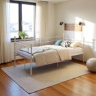 H.J WEDOO Lit simple en métal Cadre de lit 90cm x 190 cm - Blanc