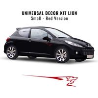 Kit de Décoration Adhésif pour Côtés Voiture Peugeot 207 Lion, 20 cm, Rouge