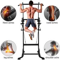 Barre de Traction - HOME FITNESS CODE - Chaise Romaine - Power Tower - Pull Up Ajustable -  Multifonctions dip station Noir