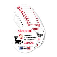 Autocollants dissuasifs Sécurité Système électronique - Adhésif Diamètre 75 mm Blanc
