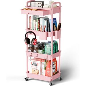 Chariot Roulant Multicouche à Roulettes - Organiseur De Rangement Grande Capacité Pour Jouets, Livres, Papeterie, Collations - 2 à 5 Niveaux Chariot Roulette