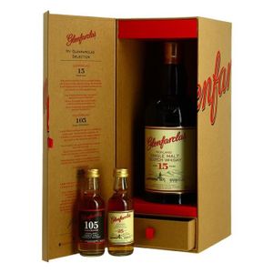 WHISKY BOURBON SCOTCH Coffret Whisky GLENFARCLAS 15 Ans + 2 Mignonettes