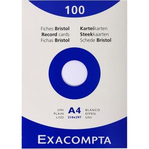 FICHE BRISTOL EXACOMPTA 100 Fiches Bristol 210x297mm Blanc