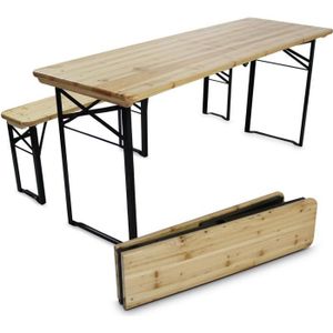 Ensemble table et chaise de jardin Ensemble brasseur table et bancs en bois pliants 2