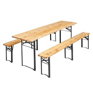 Ensemble table et chaise de jardin Ensemble brasseur table et bancs en bois pliants 2