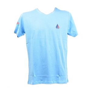 T-SHIRT T shirt homme TED LAPIDUS en Coton  TAYEB Col V Ciel XL