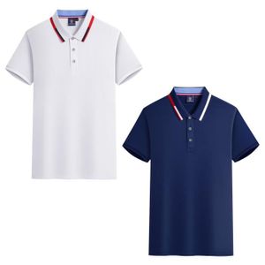 POLO Lot de 2 Polo Homme Ete Manches Courtes T-Shirt Elegant Couleur Unie Casual Top Respirant Tissu Confortable - Blanc/bleu marine