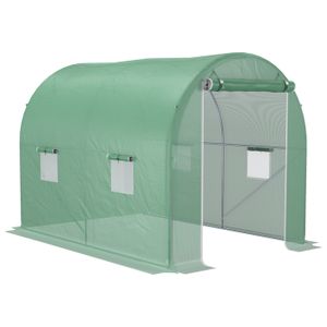 TecTake Serre de Jardin Tunnel 6 Fenêtres Bâche Verte Maraîchère Metal Serre PE 7m² Neuf 