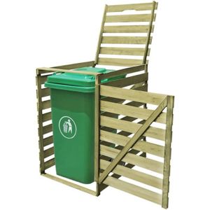 CACHE CONTENEUR Abri pour poubelle sur roulettes en bois imprégné de vert - YOSOO - YAJ42269 - Dimensions 75,2 x 92 x 120 cm