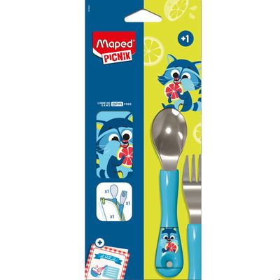Couverts Enfant Maped Jungle Fever - Cuillère Et Fourchette Avec Étui