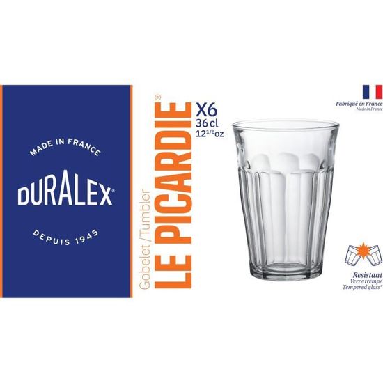 Verre à eau transparent et coloré  Duralex® Collection Le Picardie® -  Duralex® Boutique