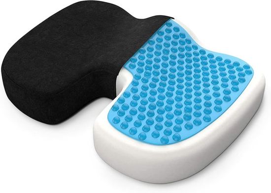 Coussin Anti-escarres Coussin Coccyx DaymandCare® - Anti-escarres, Avec Gel + Mousse Mémoire - 2 Housses - Pour Bureau, Fauteuil & Voiture Coussin Bureau Gel Mousse
