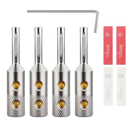Fiche Banane 24K En Cuivre Pur Plaqué Or 4mm,8 Pièces,adaptateur De