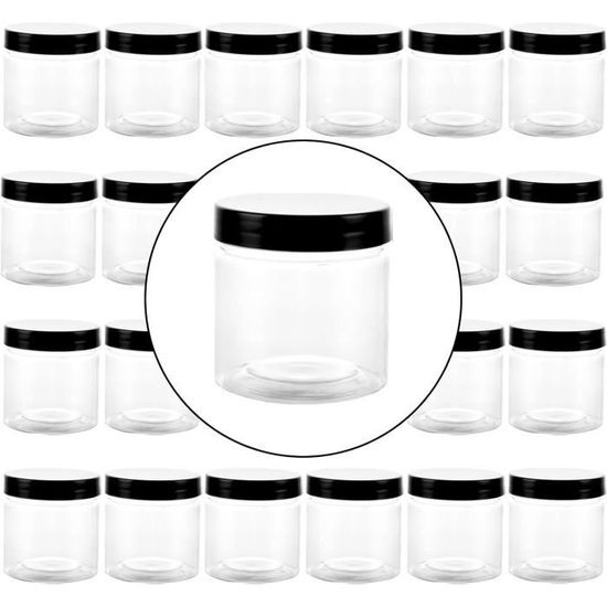 Bocal Plastique 500ml Hermétique 16 Bocaux Rangement Cuisine 500ml - Avec Couvercles Noirs - Transparents & Hermétiques Boite Alimentaire