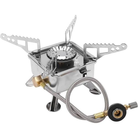 Réchaud à Gaz Camping Portable 3000W AMJKEJI - Pliant Avec Boîte De Transport, Idéal Randonnée Et Plein Air