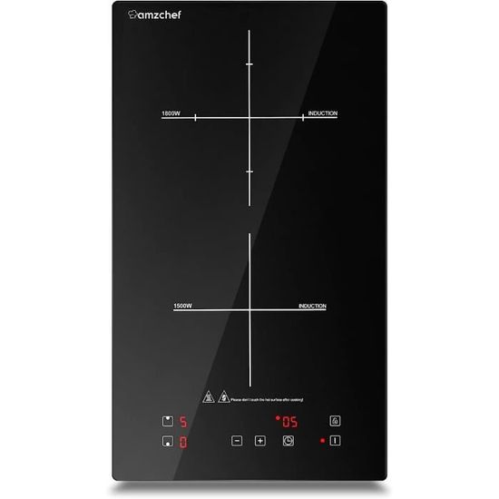 Plaque Induction 2 Feux Encastrable, 3600 W, Chauffage À Basse Puissance, Booster, 9 Niveaux De