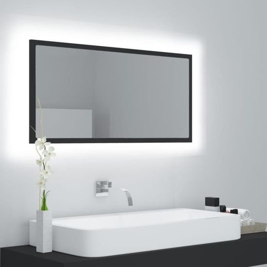 Nouveauté!Miroir Décoratif - Miroir Attrayante salon à LED de salle de bain Gris 90x8,5x37 cm Aggloméré315