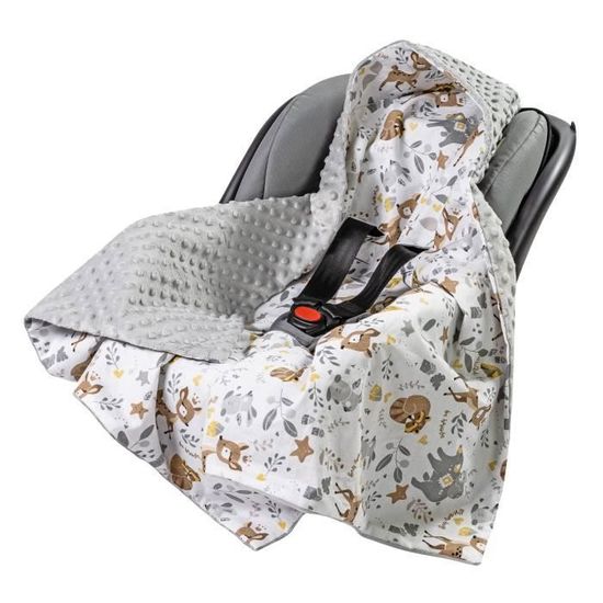 Mikos Couverture Bébé Siège Auto Été 100% Coton Gaufré - Housse Douillette Pour Poussette Et Maxi Cosi - Jean