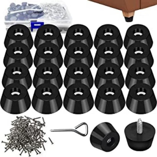 Lot 8 Embouts Caoutchouc Ronds TOP-VIGOR - Pour Vis, Tubes, Câbles, 40mm, Noirs