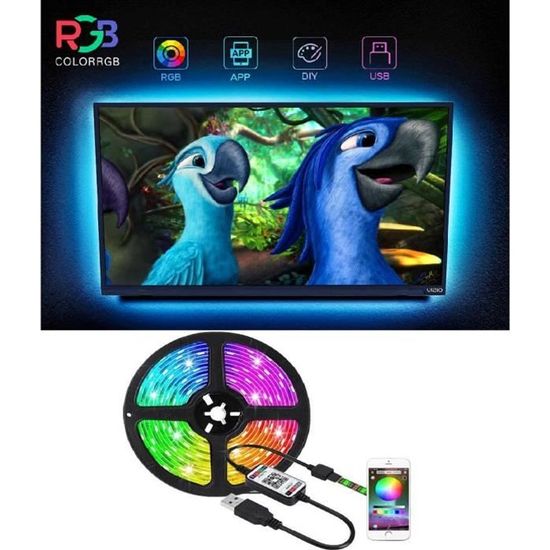 Ruban LED TV 3M RGB 5050 USB APP, 40 à 70 pouces