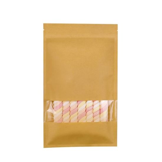 YICH Lot De 50 Sacs Kraft Avec Fenêtre Pour Pain, Pizzas, Bonbons, Boulangerie (12 X 9 X 30 Cm