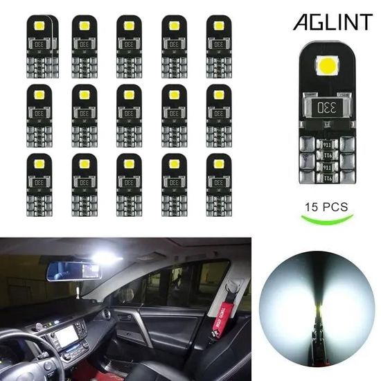 Ampoules T10 W5W - Lot De 10 - Blanc - Canbus Sans Erreur - Pour Plafonnier, Feux De Position, Intérieur Voiture