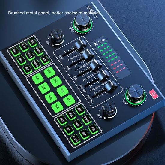 Table De Mixage DJ / Carte Son Externe V9SJ - 12 Effets En Direct, Bluetooth, Réduction De Bruit DSP - Pour Streaming, Chant, Enregistrement PC/téléphone