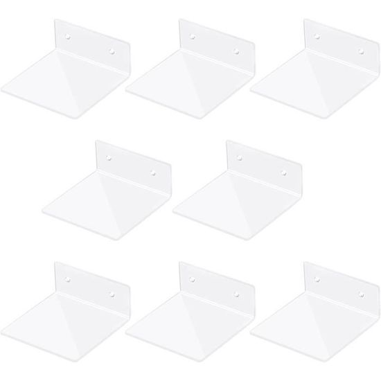 YODAR Lot De 10 Petites étagères Flottantes En Acrylique Transparent Pour Figurines Funko Pop, Mini étagère Murale à Suspendre Pour Le Rangement Et La Décoration, Organiseur De Rebord Adhésif
