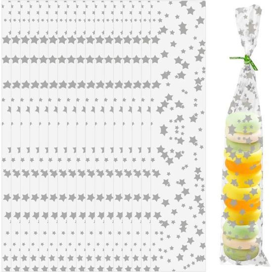 100 Pièces Sachets Transparents Bonbons Sacs Cellophane Bonbons Friandises Pochette Avec Ruban D Or Pour Biscuits Confiserie Cadeau De Fete De Mariage Anniversaire Noel Cadeaux 15 X 25cm