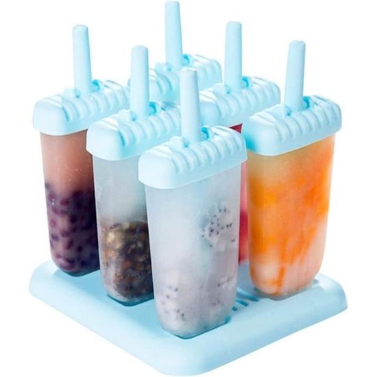 Lot De 6 Moules à Glace En Inox 304 – Avec Support Et Bâtonnets – Pour Sorbets Et Sucettes Maison – Sans Fuite