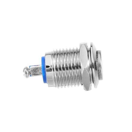 Interrupteur Bouton-poussoir Momentané 12mm LED Bleu - 2A 36V - Étanche IP65 - Laiton Nickelé