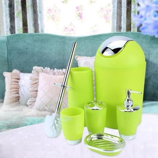 Set De Salle De Bain 6 Accessoires Élégants - 4 Couleurs Disponibles Dont Noir - Pratique Et Stylé