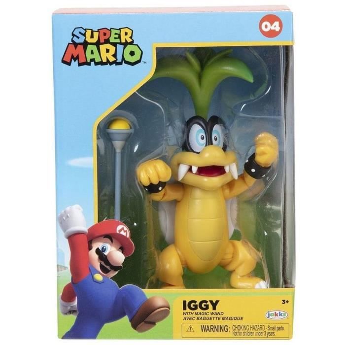 Figurine JAKKS PACIFIC Super Mario Bros : Iggy + Bâton 10 cm
