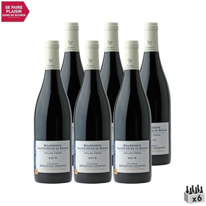 Bourgogne Hautes Côtes de Beaune Vieilles Vignes Rouge 2019 - Lot de 6x75cl - Domaine Sébastien Magnien - Vin AOC Rouge de Bourgogne