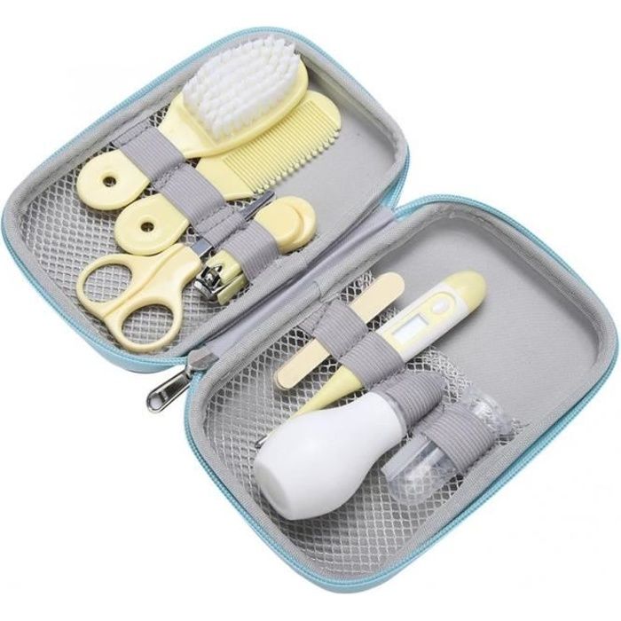8 pièces-ensemble bébé Kit de soins de santé Portable nouveau-né bébé Kit de toilettage coupe-ongles ciseaux brosse [B9EDC14]