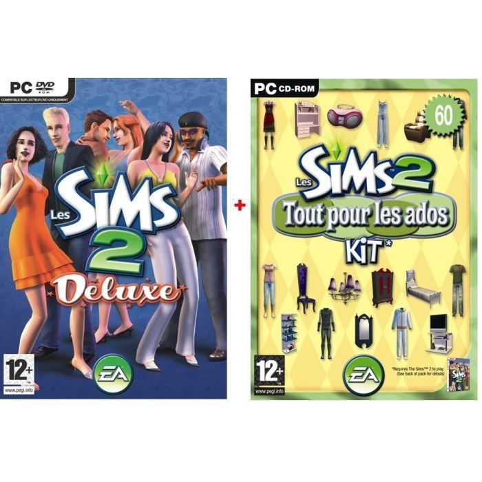 Les Sims 2: Deluxe Ensemble Complet 1 Utilisateur Pc Dvd Win Français Avec Les Sims 2 Tout Pour Les Ados Kit - vue 3