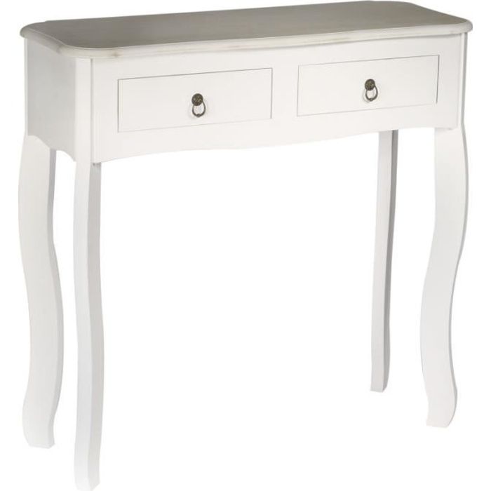 Tables & bureaux - Console en bois - L 80 x l 30 cm x H 78 cm - Victoria - Blanc