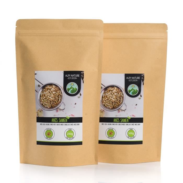 Anis entier (500g), graines d'anis, 100% naturel, thé d'anis bien sûr sans additifs, vegan