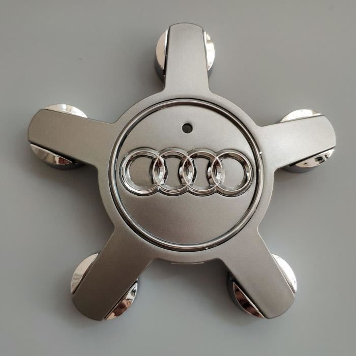 Jeu de 4 caches-moyeux Roue Emblème, pour enjoliveurs de 135 mm pour Audi (Gris)