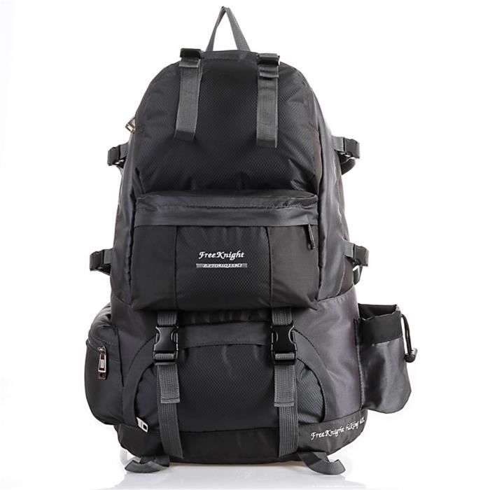 Sac à Dos Randonnée Marche Voyage Multi Poches Imperméable Réglable Moyen/Large 50 L - Noir
