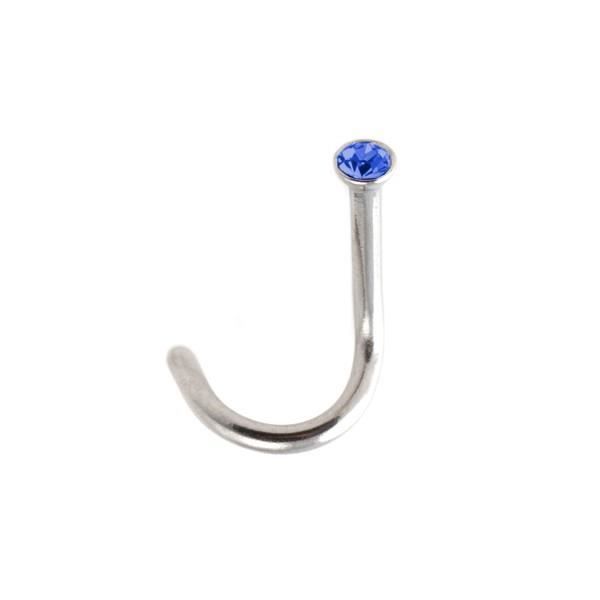 Bijou Piercing Nez Acier Chirurgical Strass Bleu Foncé VotrePiercing - 1.0 mm