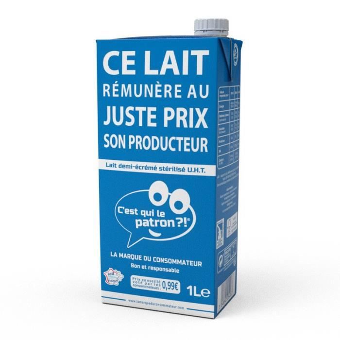 Lait demi-écrémé stérilisé UHT - 1l - C'est Qui Le Patron