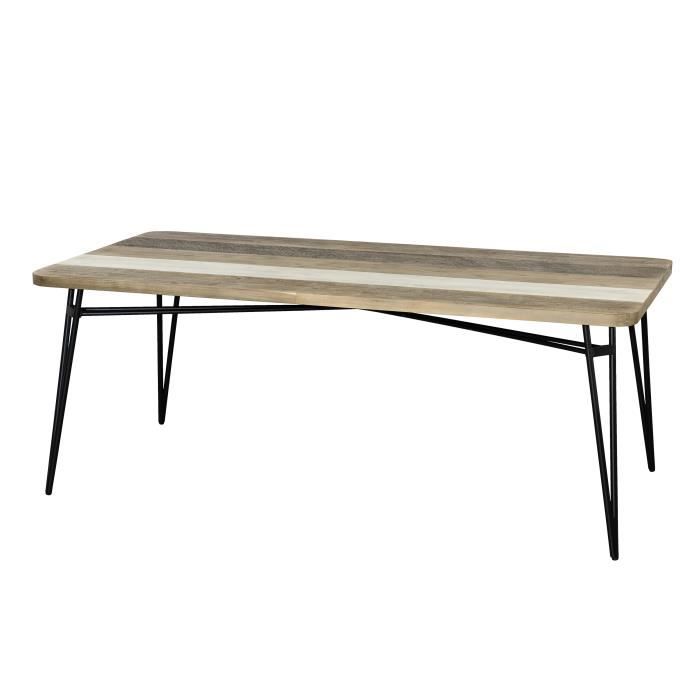 MACABANE AMBROISE - Table à manger 200x100cm bois acacia pieds métal