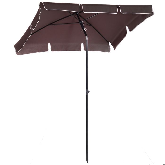 Parasol rectangulaire inclinable alu acier polyester haute densité diamètre 2 m chocolat