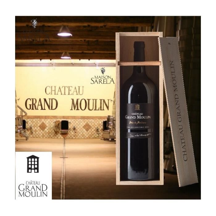 Vin Rouge - MAGNUM GRÈS DE BOUTENAC - BOITE EN BOIS - Château Grand Moulin - Sélectionné par Maison Sarela