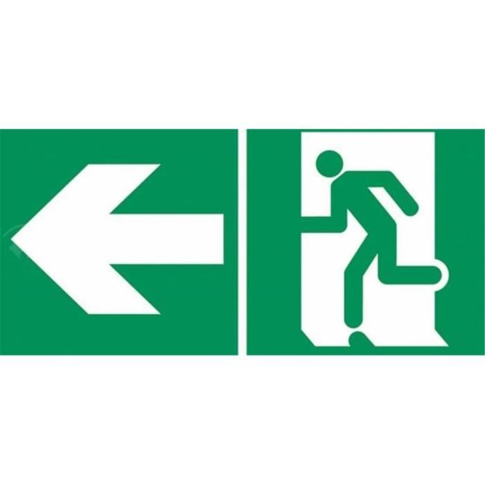 Panneau issue de secours -flèche gauche- 300 X 150 mm PVC rigide - Signalisation de securite