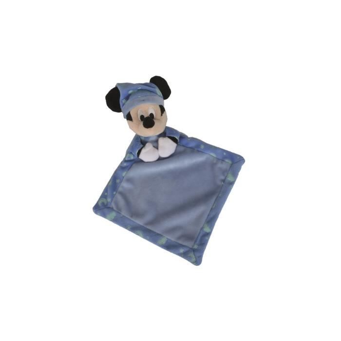 Disney Doudou Plat Brille Dans La Nuit Mickey - Doudou Bleu - Peluche enfant