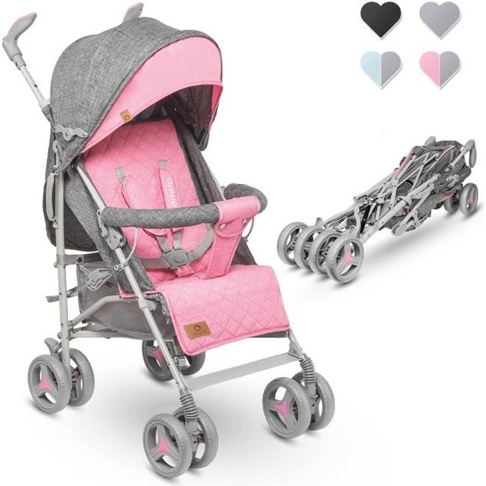 LIONELO Poussette canne bébé Irma légère pliable avec accessoires - Rose
