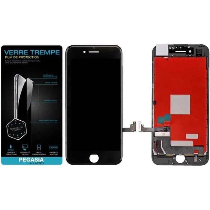 VITRE TACTILE + ECRAN LCD RETINA HAUTE QUALITE POUR IPHONE 7 PLUS NOIR + VERRE TREMPE DE PROTECTION OFFERT-PEGASIA